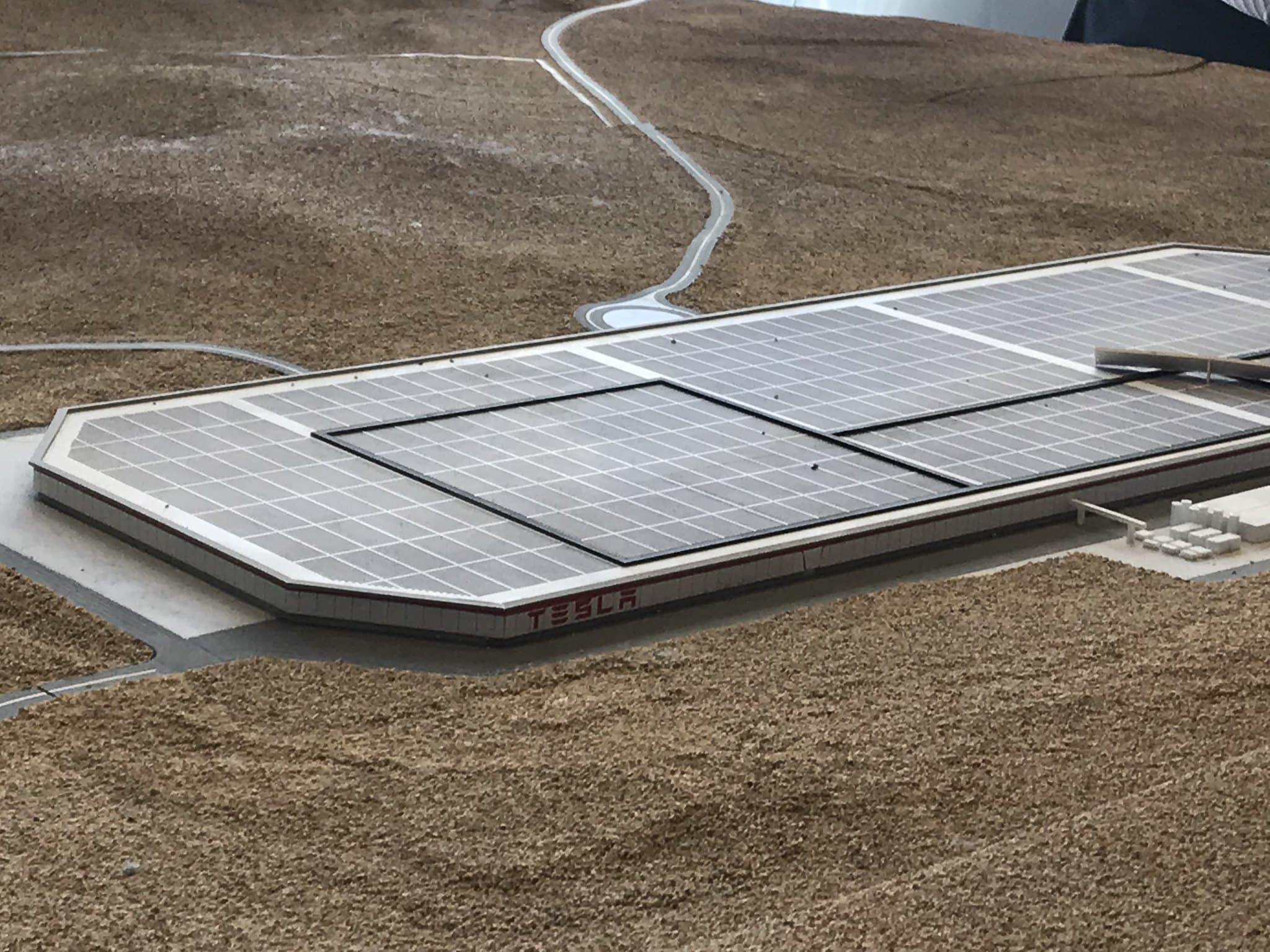 An aerial photograph of the Tesla gigafactory east of Reno